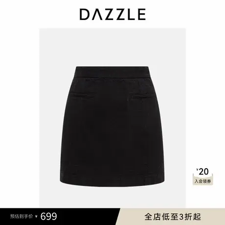 DAZZLE 地素奥莱牛仔短裙2025年春季黑色棉混纺牛仔半裙图片