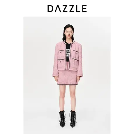 【肌理美学】DAZZLE地素奥莱春季新款法式粗花呢短款小香风外套图片