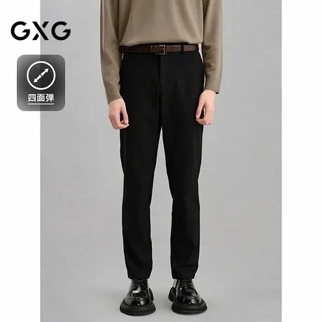 GXG男装 四面弹西裤黑色垂感休闲长裤 24年冬G24X024148商品大图