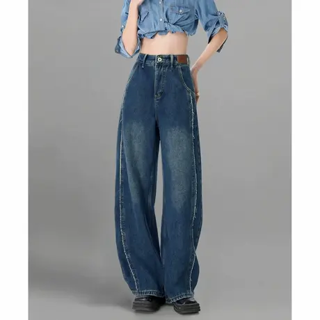 唐狮秋冬季女士加绒弯刀牛仔裤设计感百搭显瘦时尚女款长裤TD商品大图