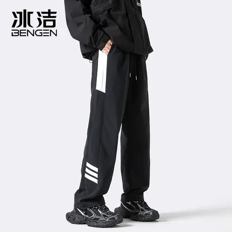 冰洁直筒裤男2023秋冬休闲运动户外百搭撞色潮流脚口抽绳长裤ASCR商品大图