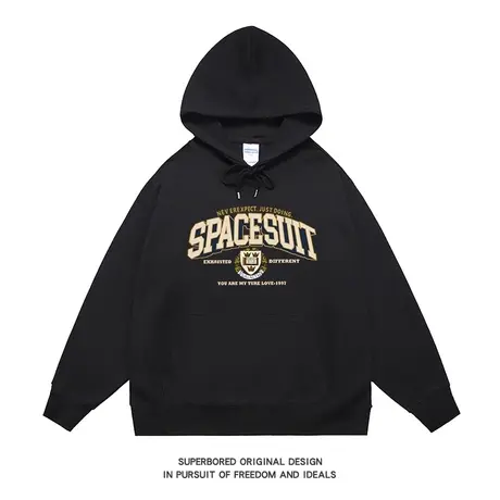 2023秋季美式复古新款潮流字母印花卫衣男连帽宽松休闲上衣帽衫商品大图