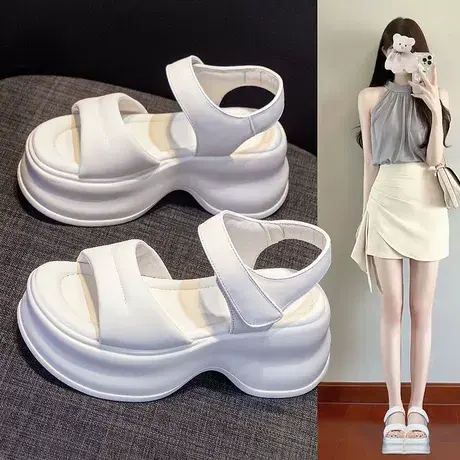 罗马凉鞋女厚底2023年夏季新款休闲百搭时尚仙女风软底防滑沙滩鞋商品大图