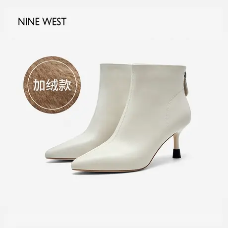 Nine West/玖熙尖头细跟优雅靴子2023年冬季新款加绒简约时装靴女商品大图