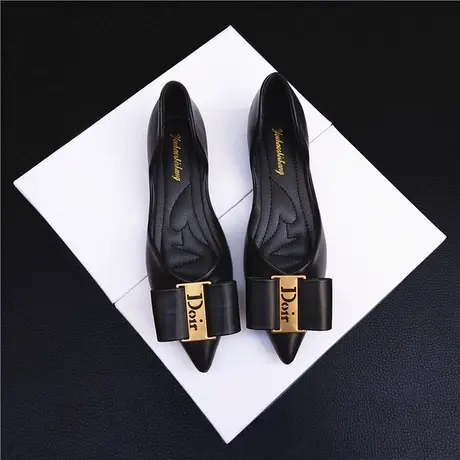 平底鞋女2023年新款秋季中空浅口尖头单鞋软皮四季瓢鞋软底豆豆鞋商品大图