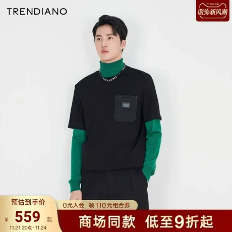 TRENDIANO官方2023新款春夏季男款短袖情侣t恤打底衫百搭男装图片