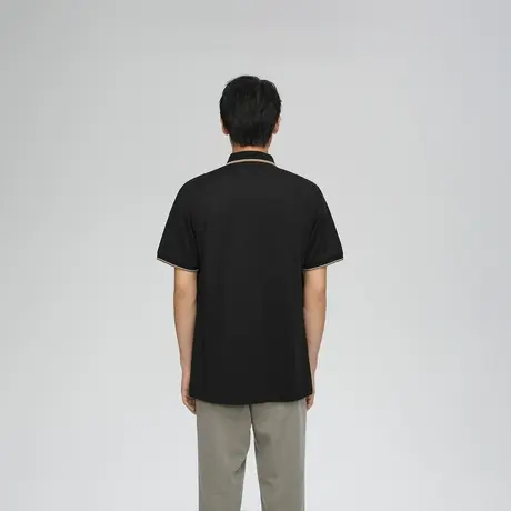 HLA/海澜之家轻商务POLO衫23春夏撞色翻领刺绣珠地凉感短t男商品大图