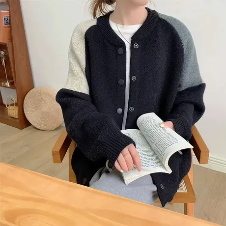 早秋外套女新款2023爆款宽松设计感小众针织开衫韩系chic别致上衣商品大图