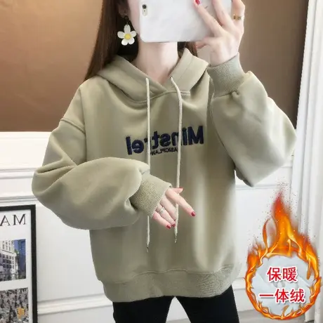女士加绒加厚一体绒连帽卫衣女冬款2023年新款秋冬季爆款洋气时尚商品大图