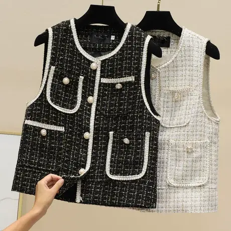 坎肩女外穿名媛风粗花呢马甲夹春秋很仙的初秋外套洋气网红减龄短商品大图