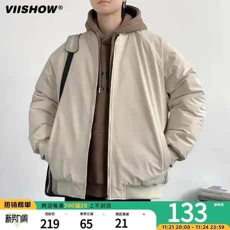 VIISHOW冬季棉服外套男加棉厚潮牌日系工装冲锋夹克厚连帽棉衣夹商品大图