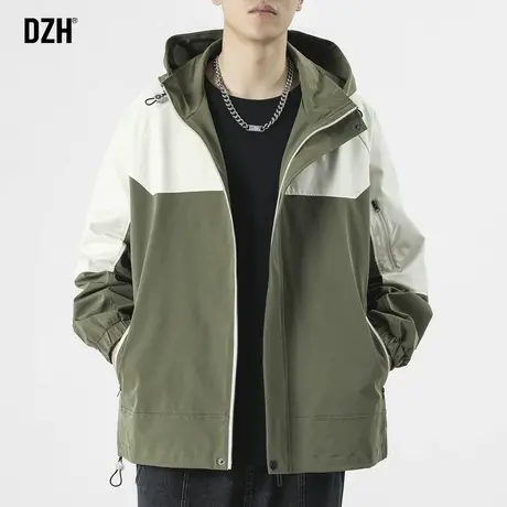 男士秋季冲锋衣休闲外套男2023新款情侣运动工装夹克连帽风衣男款商品大图