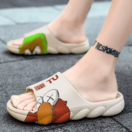 拖鞋男外穿椰子yeezy户外踩屎感ins潮拖涂鸦沙滩防滑凉鞋大码夏季商品大图