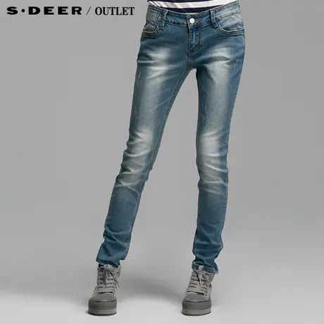 sdeer圣迪奥专柜正品女装磨白修身气质显瘦牛仔裤4380865商品大图