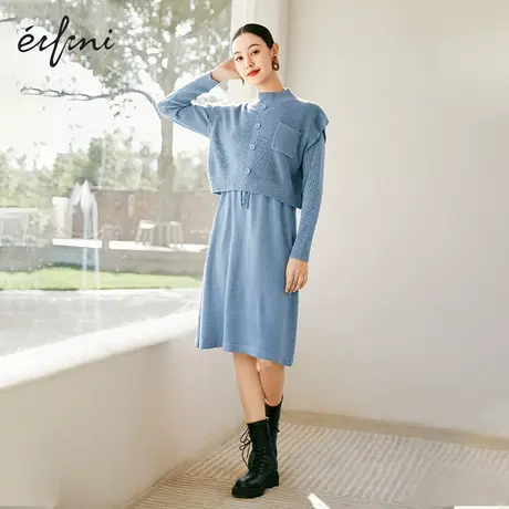 【商场同款】伊芙丽连衣裙2021年冬新款设计感打底裙女1CB194421图片
