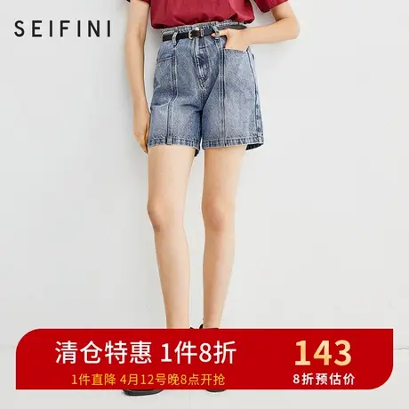 诗凡黎牛仔短裤女潮新款短款牛仔裤复古宽松直筒裤 �B3251021图片