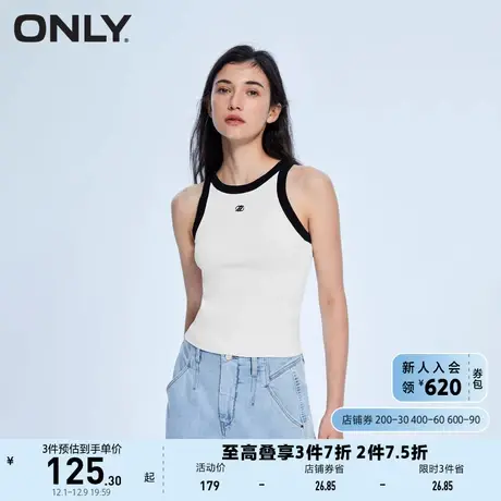 ONLY奥莱夏季新款休闲百搭舒适字母圆领无袖针织衫女商品大图