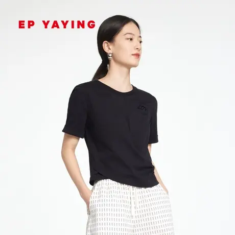 [丝光棉]EP雅莹女装 基础打底衫 短袖正肩t恤 2023新款5319A商品大图