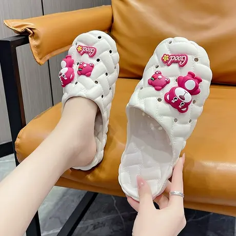 洞洞凉拖鞋女士夏季外穿2024新款卡通可爱小熊包头厚底防滑沙滩鞋商品大图