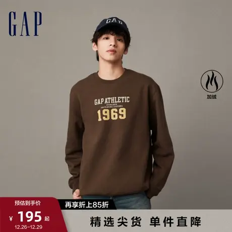 【断码优惠】Gap男装冬季新款LOGO圆领加绒卫衣休闲上衣841188图片