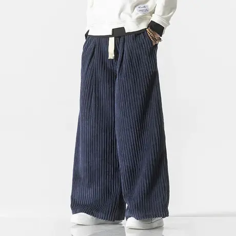 秋冬季男休闲裤灯芯绒宽松加肥加大码直筒复古裤子垂感哈伦长裤胖商品大图