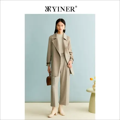 【绵羊毛+山羊绒】YINER音儿女装冬季双面毛呢大衣长款外套商品大图