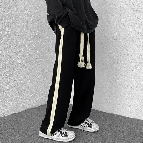 hiphop休闲阔腿裤子女春秋薄款潮ins宽松韩版bf慵懒风高腰直筒裤商品大图