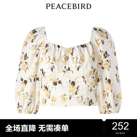 【商场同款】太平鸟女装2023年秋季新款法式印花衬衫A1CDD3115图片