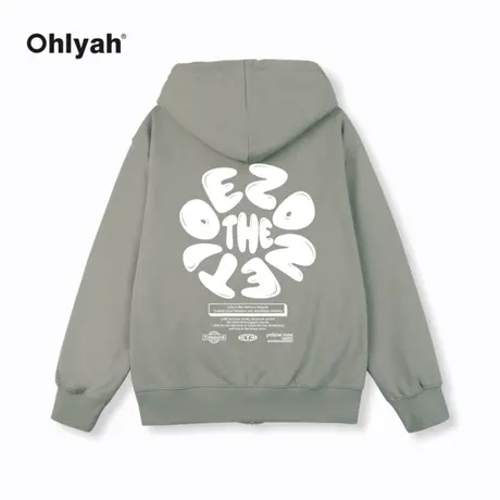 Ohlyah潮牌情侣标语圆圈卫衣男2023秋季连帽宽松休闲运动上衣女图片