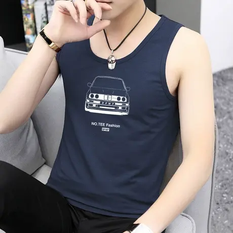 莫代尔棉背心男潮夏季速干凉感无袖t恤印花健身运动坎肩冰丝吊带图片