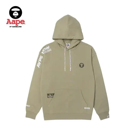 Aape旗舰店男装秋冬简约猿颜徽章字母刺绣宽松连帽卫衣A309XXL商品大图