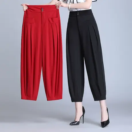 2023夏季新款灯笼裤女中老年妈妈宽松高腰九分哈伦裤大码休闲裤子商品大图