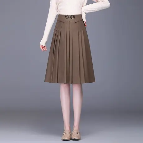 小个子百褶裙半身裙女a字裙中长款2023春秋季新款高腰休闲伞裙子图片