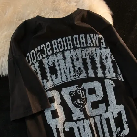 大码chic港风小众设计感纯棉短袖T恤女2022夏季宽松显瘦上衣ins潮商品大图