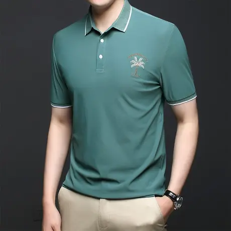 夏季冰丝薄款翻领POLO衫短袖男士中年爸爸夏装上衣服商务休闲男款商品大图