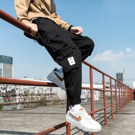 工装裤秋季韩版潮流百搭束脚秋款休闲运动男生运动裤长裤子大码商品大图