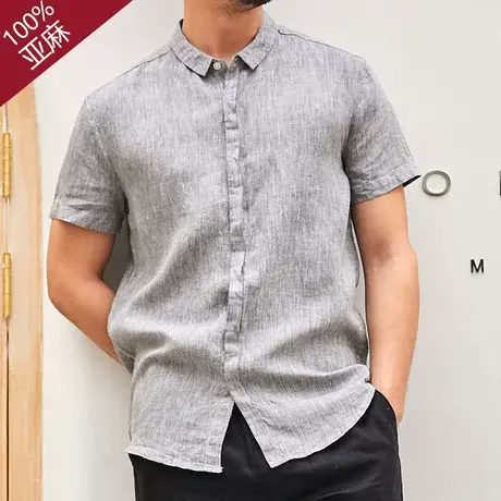 短袖衬衣男夏季亚麻薄款休闲上衣男士宽松商务衬衫男款棉麻男装图片