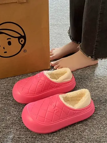 防水棉拖鞋女2023新款冬季包跟室内家居厚底保暖产后月子棉鞋外穿图片