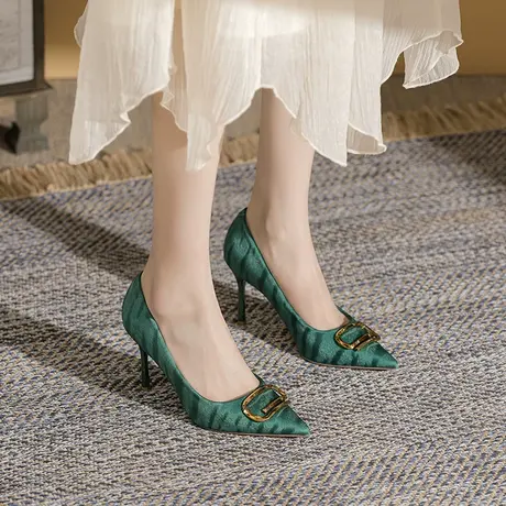 2023夏季新款设计感小众气质名媛高跟鞋女仙女风百搭尖头细跟单鞋图片