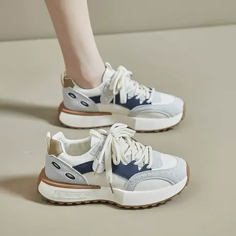 小众设计厚底防滑老爹鞋女2023秋季新款运动鞋跑步女鞋子休闲鞋潮商品大图