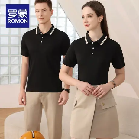 Romon/罗蒙2024春夏新款200g时尚休闲短袖T恤男女同款情侣POLO衫图片