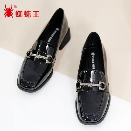 蜘蛛王断码清仓正品女鞋2022秋季新款漆皮单鞋乐福鞋小皮鞋女软底商品大图