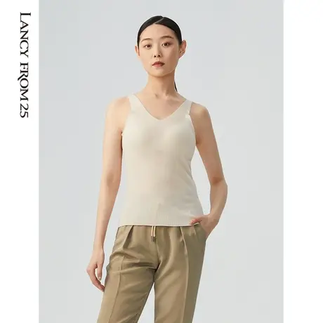 俪雅奥莱[印象舒尔茨]针织V领吊带女夏奥莱新款西装打底外穿上衣图片