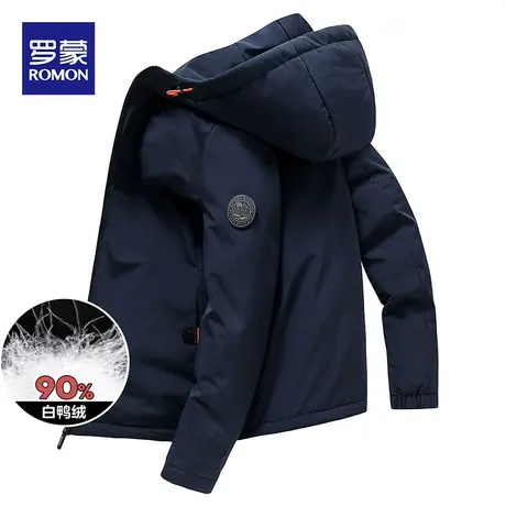 罗蒙时尚潮流连帽羽绒服男士2023秋冬季商务百搭休闲保暖外套男装图片