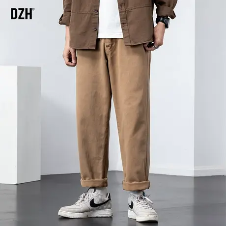 男士卡其色直筒裤男秋季宽松潮ins裤子2023年新款休闲裤韩版潮流商品大图