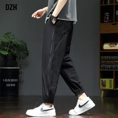 男士黑色冰丝裤子男夏季薄款九分裤速干束脚运动裤2023新款小脚裤商品大图