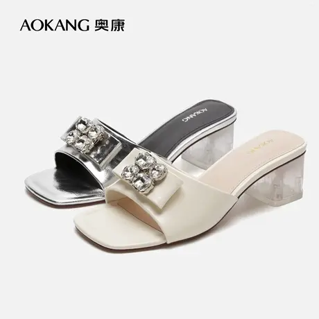 【门店发货】奥康女鞋 新款时尚百搭露趾厚底通勤凉拖鞋商品大图