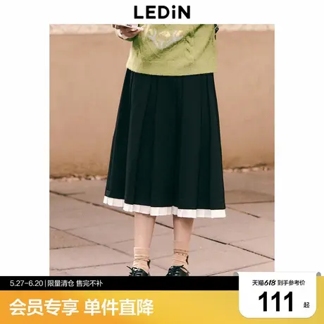 乐町甜美撞色长裙冬季新款修身裙子C1GFD4501图片
