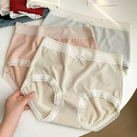 柔软细腻~温柔舒适内裤女自发热磨毛打底短裤少女中腰2024秋新款图片