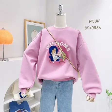 韩国东大门高级感别致上衣2023春秋款ins复古公主长袖卫衣甜美欧图片